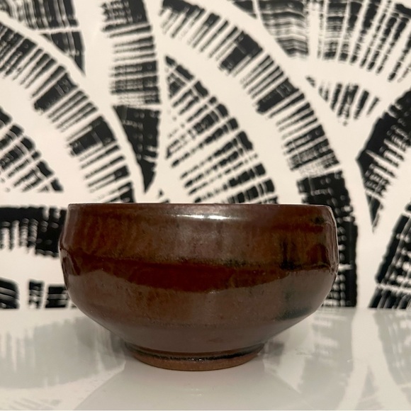 Handmade Art Pottery Ceramic Bowl Chocolate Brown Black Mocha - Picture 6 of 10